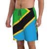 nanger Tanzania Flag Men'S Swim Trunks Quick Dry Shorts Bathing Suit with Pockets, for Beach, Summer, Sports White, Large view 2