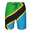 nanger Tanzania Flag Men'S Swim Trunks Quick Dry Shorts Bathing Suit with Pockets, for Beach, Summer, Sports White, Large view 4