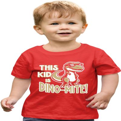 3T Red Toddler This Kid is Dino-Mite Dinosaur T-Rex Toddler T-Shirt