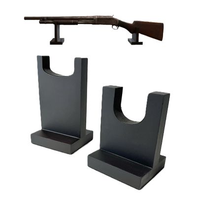 Clearco Ebony Rustic WIDE Top Wood Gun Display Stands, display stands for rifles, long guns, firearms, weapons and collectables, for Displays, Shows, and Exhibits. WGS-7K