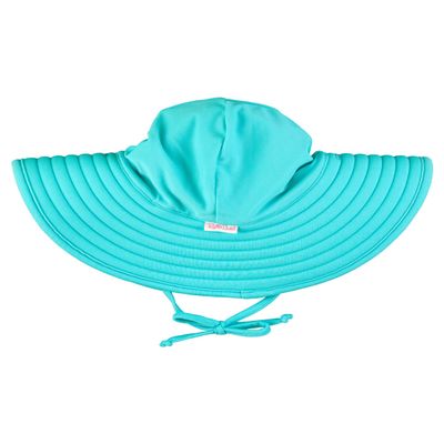 RuffleButts Bright Aqua UPF50+ Swim Hat - 0-12m