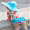 RuffleButts Bright Aqua UPF50+ Swim Hat - 0-12m view 3