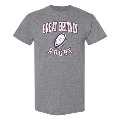 Great Britain Rugby Ball - Sports Athletics Summer Games T Shirt - Small - Graphite Heather