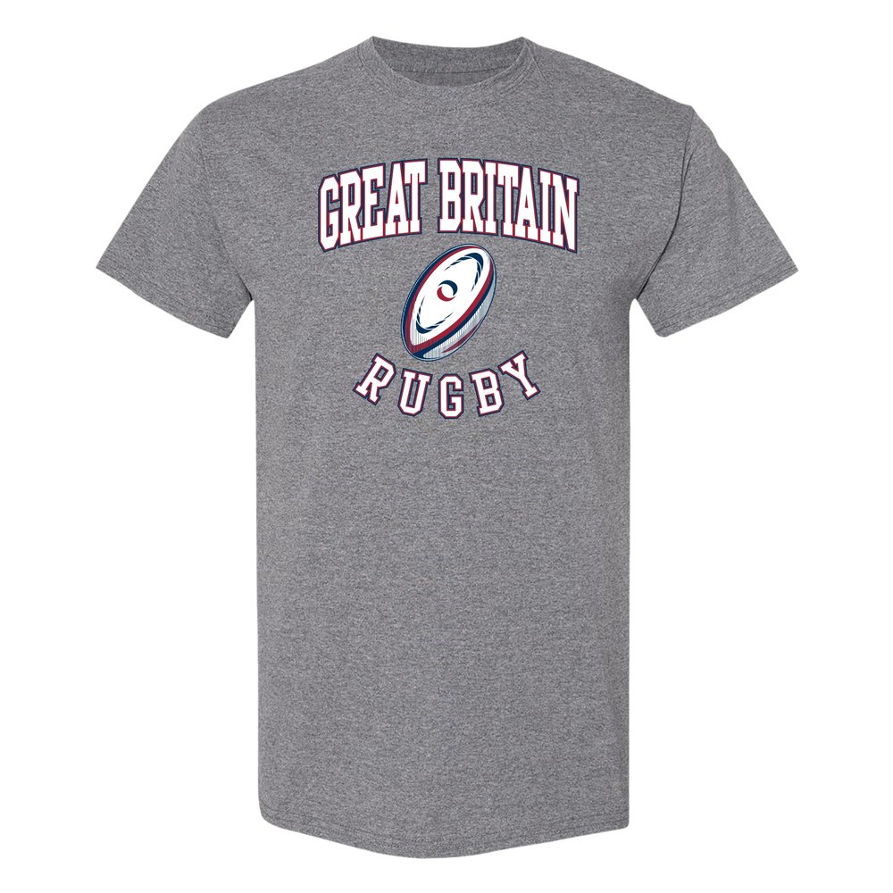Great Britain Rugby Ball - Sports Athletics Summer Games T Shirt - Small - Graphite Heather