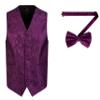 Oliver George 2pc Men's Paisley Formal Suit Vest Waistcoat Tuxedo Dress Vest Bowtie Set for Suit or Tuxedo Dark Purple Large view 1