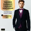 Oliver George 2pc Men's Paisley Formal Suit Vest Waistcoat Tuxedo Dress Vest Bowtie Set for Suit or Tuxedo Dark Purple Large view 2