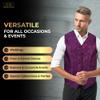 Oliver George 2pc Men's Paisley Formal Suit Vest Waistcoat Tuxedo Dress Vest Bowtie Set for Suit or Tuxedo Dark Purple Large view 3