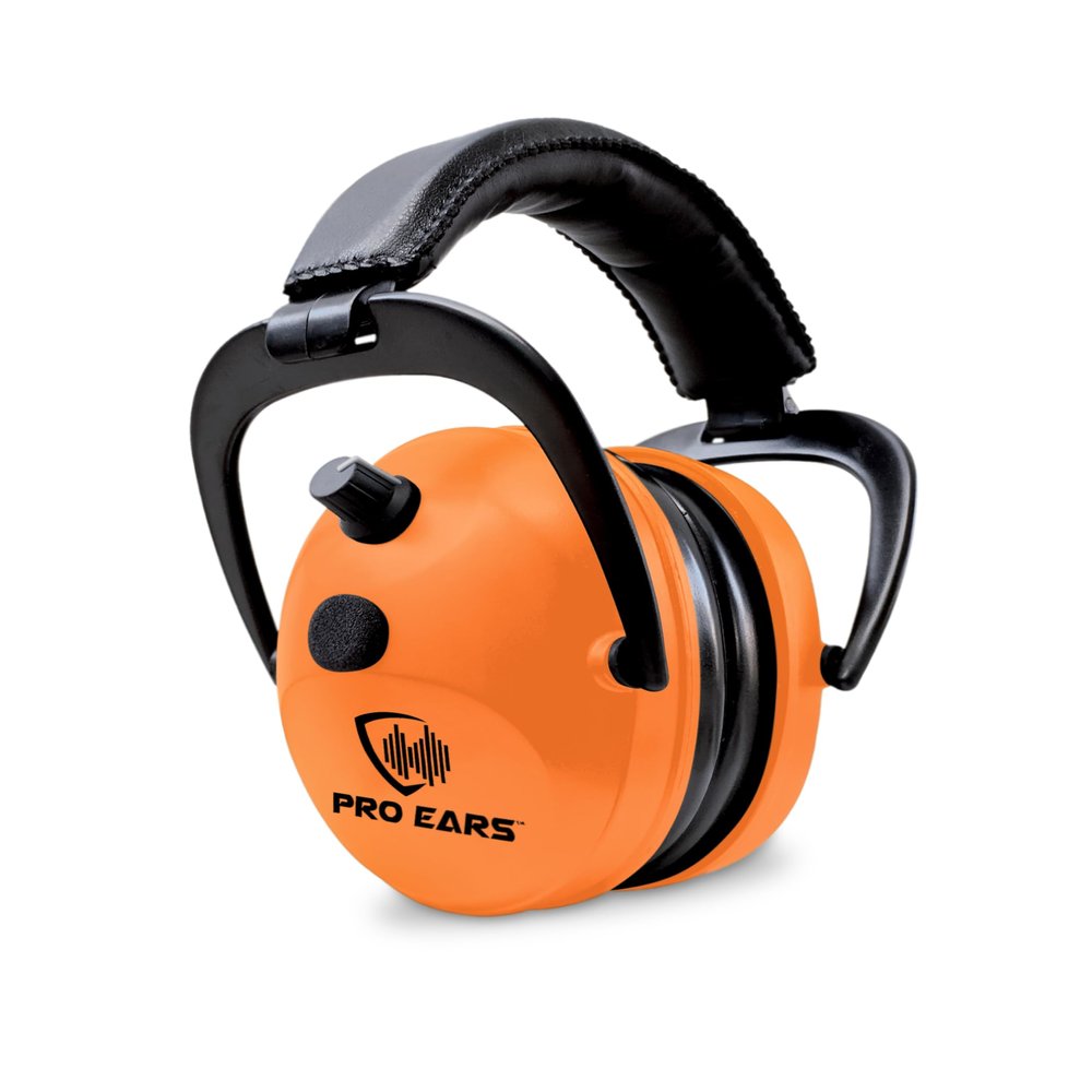 Pro Ears Gold II 26 Ear Muffs, NRR 26, Military Grade Electronic Hearing Protection with DLSC Compression, Gel Ear Seals & Auto Shut Off, Amplifies Sound 8x, Made in USA, Orange