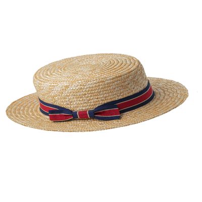 BABYOND Mens Brim Boater Hat Gatsby Straw Panama Hat Fedora Summer Beach Sun Hat 20s Costume Accessories Red Blue