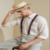 BABYOND Mens Brim Boater Hat Gatsby Straw Panama Hat Fedora Summer Beach Sun Hat 20s Costume Accessories White Green view 2