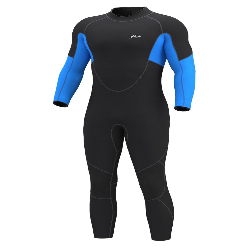 Hevto Men Wetsuit 4/3mm Neoprene GBS Full Wet Suit in Cold Water Back Zip for Surfing Swimming Diving Kayak SUP (Men Blue, XL)