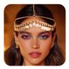 CAKURE Boho Sequin Head Chain Gold Headpiece Jewelry Halloween Cleopatra Hair Accessories for Women view 1