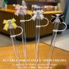 Amreich Epoxy Bow Straw Toppers for Stanley Cups -4PCs Cute Straw Cover Caps Silicone Stanley Cup Accessories Compatible with 12 20 30 40 Oz Tumblers in Pink Black White Yellow with Storage Case view 2