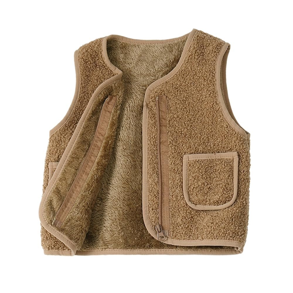 Patgoal Baby Girls Boys Sherpa Fleece Vest Toddler Lightweight Fall Winter Warm Sleeveless Outerwear Jacket with Pockets