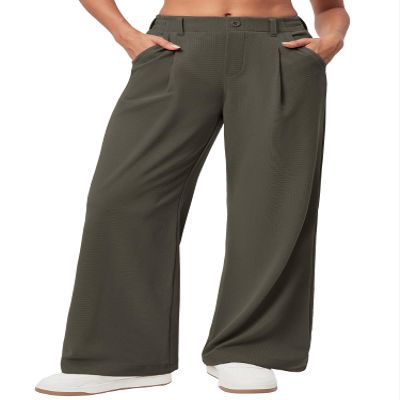 Ewedoos Wide Leg Pants Woman Stretchy Work Dress Pants Women Trendy 2026 Business Casual Outfits Comfort Fit Slacks Trousers Olive Green