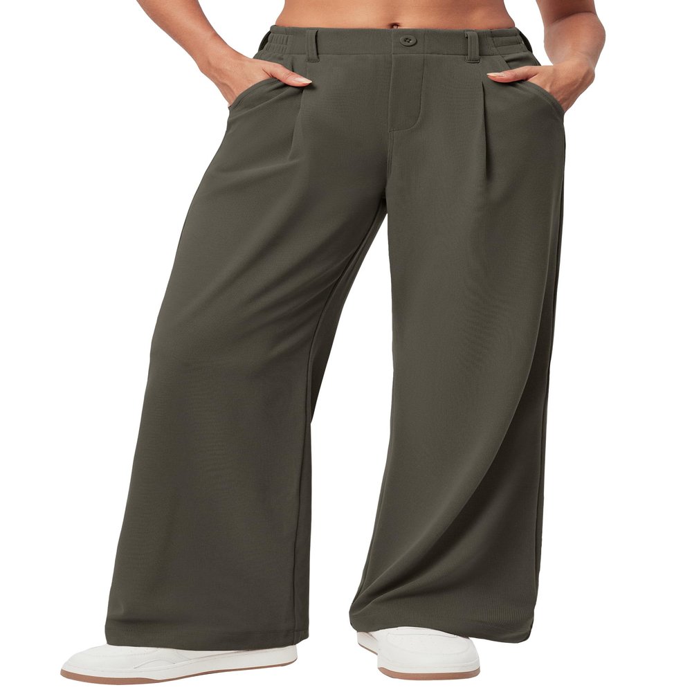 Ewedoos Wide Leg Pants Woman Stretchy Work Dress Pants Women Trendy 2026 Business Casual Outfits Comfort Fit Slacks Trousers Olive Green