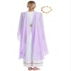 renvena Women Greek Costume Toga Costume Egyptian Chiffon Cap Sleeve Dresses with Gold Leaves Garland Headwear Lavender XX-Large view 2