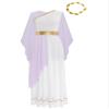renvena Women Greek Costume Toga Costume Egyptian Chiffon Cap Sleeve Dresses with Gold Leaves Garland Headwear Lavender XX-Large view 3