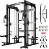 RitFit M1 Pro Smith Machine with Cable Crossover System, Multi-Function Squat Rack Power Cage for Home Gym, Power Rack and Packages Black view 1