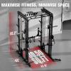 RitFit M1 Pro Smith Machine with Cable Crossover System, Multi-Function Squat Rack Power Cage for Home Gym, Power Rack and Packages Black view 3