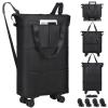 VOOWO Duffel Bag with Wheels - Rolling Foldable Expandable Duffle Bag with Wheels for Travel, Rolling Luggage Bag Carry On Travel Bag with Wheels, Large Wheeled Overnight Weekender Bag (Black) view 1