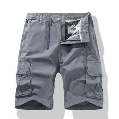 LANZIYAYA Summer Shorts for Men's Casual Cargo Shorts Drawstring with Pocket (US, Alpha, X-Large, Regular, Short, Light Gray)