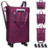 VOOWO Duffel Bag with Wheels - Rolling Foldable Expandable Duffle Bag with Wheel for Travel, Rolling Luggage Bag Carry On Travel Bag with Wheels, Large Wheeled Overnight Weekender Bags (Deep Purple) view 1