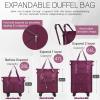 VOOWO Duffel Bag with Wheels - Rolling Foldable Expandable Duffle Bag with Wheel for Travel, Rolling Luggage Bag Carry On Travel Bag with Wheels, Large Wheeled Overnight Weekender Bags (Deep Purple) view 2