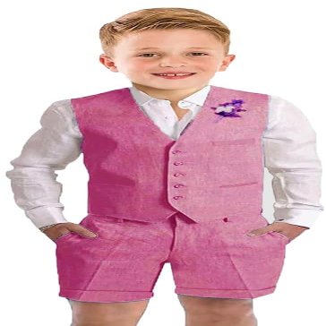 Boy's Linen Summer Suit Slim Fit Short Toddler Suits for Boy 2 Piece Formal Wedding Outfit Kids Vest Shorts Set Fuchsia Size 2