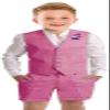 Boy's Linen Summer Suit Slim Fit Short Toddler Suits for Boy 2 Piece Formal Wedding Outfit Kids Vest Shorts Set Fuchsia Size 2 view 1