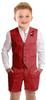 Suits for Boy Linen Suit Short Set 2 Pieces Little Boys Vest Pants Set Summer Wedding Red Outfit Size 6 view 1