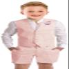 Szzmmer Boys Linen Toddler Suit Flesh Pink Slim Fit 2 Piece Kids Tuxedo Suits Summer Beach Wedding Outfit Lightweight Vest Shorts Set Size 2 view 1
