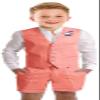 Szzmmer Boys Linen Suit Vest Shorts Set for Boy Summer Suits Wedding Outfit Kids Tuxedo Dresswear Coral Boys Seersucker Suit Size 7 view 1
