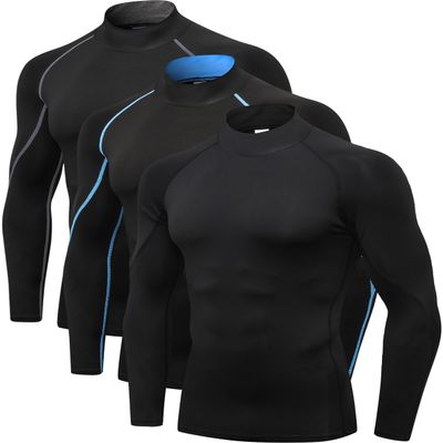 2/3 Pack Men's Compression Shirts Long Sleeve Workout Shirts Mock Turtleneck Athletic Base Layer Active Undershirts Tops