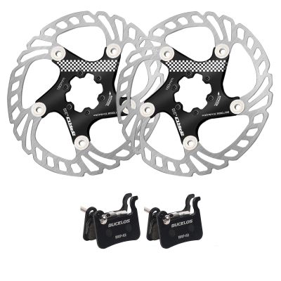 BUCKLOS IIIPRO 160mm Black Floating Bike Disc Brake Rotor with 6 Bolts and 2 Pair Resin Bike Disc Brake Pads Compatible with Shimano Deore XT XTR LX SLX Hone Alfine Saint Disc Brake