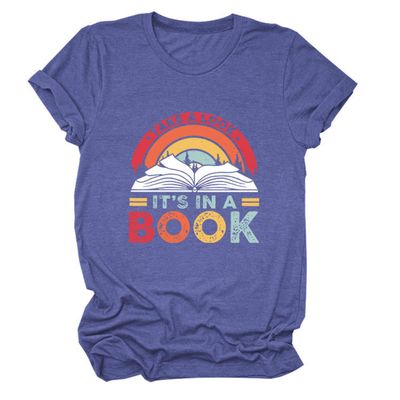 Womens Book Lover Shirts Summer Short Sleeve Crewneck T-Shirt Letter Printed Graphic Tees Reading Librarian Tops Dark Blue