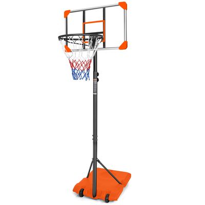 Adjustable Portable Basketball Hoop System with 28IN Backboard, 5.6 to 7 ft Height Adjustable,Shatterproof PVC Backboard, Stable Base with Wheels, Indoor Outdoor Use for Gym,Court,Playground (Orange)