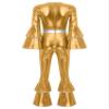 YONGHS Disco Costumes for Womens Metallic Shiny 70s Disco Jumpsuits Tiered Flare Sleeve Bell Bottoms Dancewear Gold Small view 4