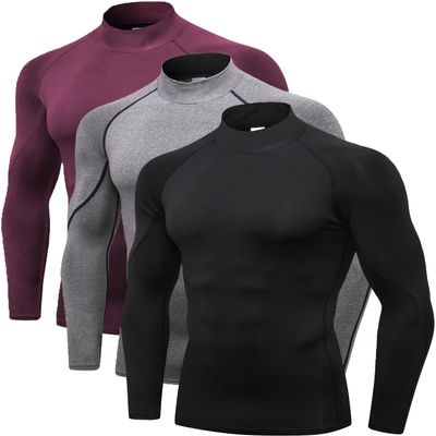 2/3 Pack Men's Compression Shirts Long Sleeve Workout Shirts Mock Turtleneck Athletic Base Layer Active Undershirts Tops