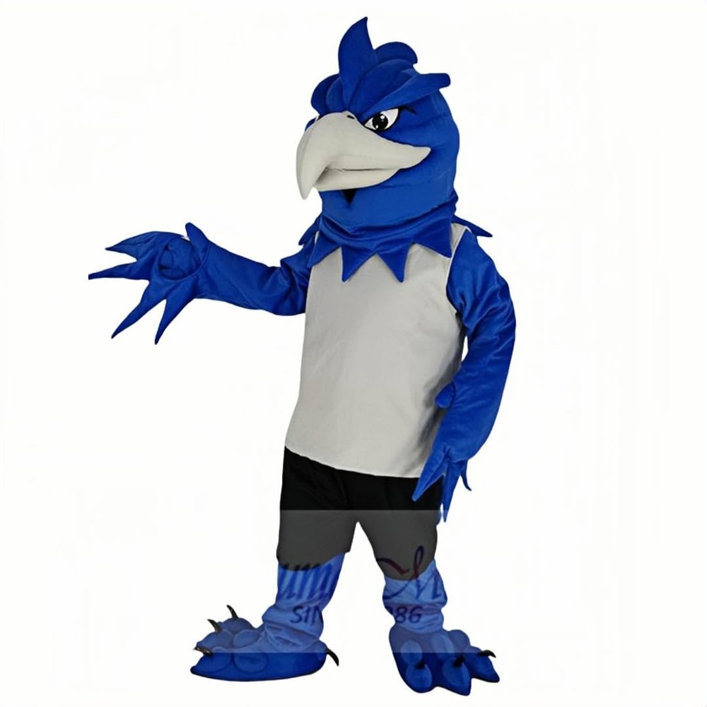 rushopn Elegant Phoenix Bird Mascot in Royal Blue - Unique Costume for Theme Events and Entertainment