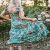 Brewee Women 2024 Summer Dress Boho Floral Sleeveless Tie Shoulder Flowy Smocked Long Beach Maxi Dress (US, Alpha, Medium, Regular, Regular, Green-Floral) view 3