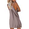 Womens Tennis Dress with Built in Shorts Casual Sleeveless Hot Shot Mini Dress Workout Spaghetti Strap Dresses Athletic Dress for Women with Shorts Underneath Sporty Womens Golf Dress Khaki view 4