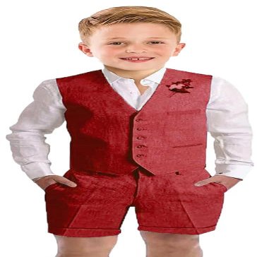 Szzmmer Boy Linen Summer Toddler Suit Vest Short Set 2 Pieces Slim Fit Baby Boy Formal Wedding Outfit Size 3 Red