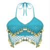 winying Women's Tassels Beaded Belly Dance Tops Bra Shiny Sequined Crop Tank Top Costume Light Blue One Size view 3