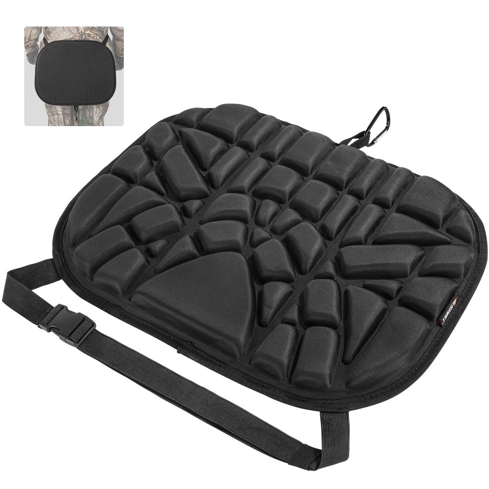 BLISSWILL Hunting seat CushionStadium Cushion100% Memory Foam Silent Lightweight for Camping, Hunting, FishingCampingOutdoorBlack
