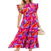 Brewee Women 2024 Summer Dress Boho Floral Sleeveless Tie Shoulder Flowy Smocked Long Beach Maxi Dress (US, Alpha, Small, Regular, Regular, Floral-Red) view 1