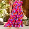 Brewee Women 2024 Summer Dress Boho Floral Sleeveless Tie Shoulder Flowy Smocked Long Beach Maxi Dress (US, Alpha, Small, Regular, Regular, Floral-Red) view 2
