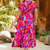 Brewee Women 2024 Summer Dress Boho Floral Sleeveless Tie Shoulder Flowy Smocked Long Beach Maxi Dress (US, Alpha, Small, Regular, Regular, Floral-Red) view 3