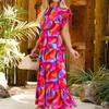 Brewee Women 2024 Summer Dress Boho Floral Sleeveless Tie Shoulder Flowy Smocked Long Beach Maxi Dress (US, Alpha, Small, Regular, Regular, Floral-Red) view 4