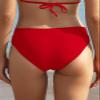 SHEKINI Women's Bikini Bottom Twist Front Cheeky Swimsuit Ruched Bathing Suit Bottoms Rose Red view 2
